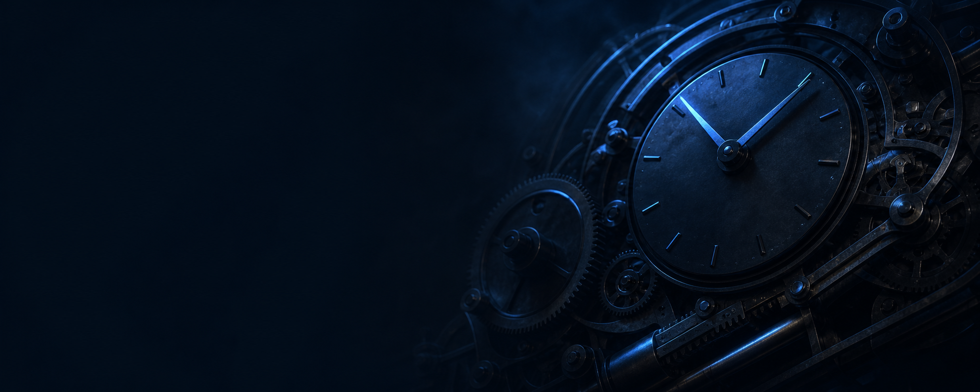 Blue-toned automation clock representing repeatable GAdmin server workflows